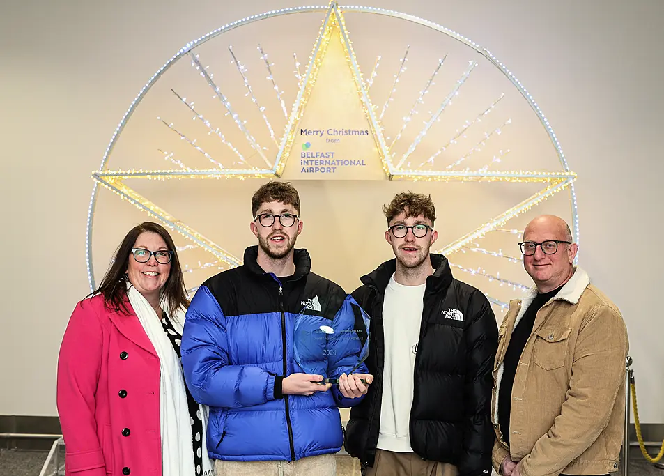 Daniel Wiffen and his twin brother Nathan with their parents Rachel and Jonathan