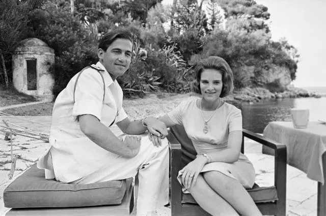 Constantine and Anne Marie pose for a photo in Corfu, Greece, in July 1964