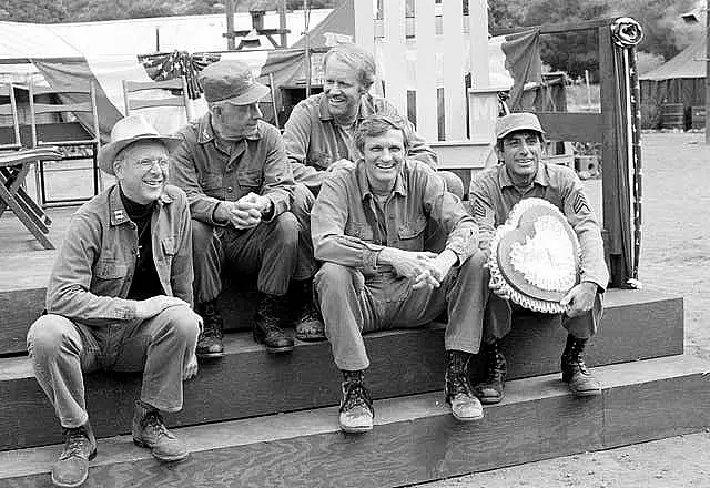 M*A*S*H cast members take a break during filming in Los Angeles in September 1982