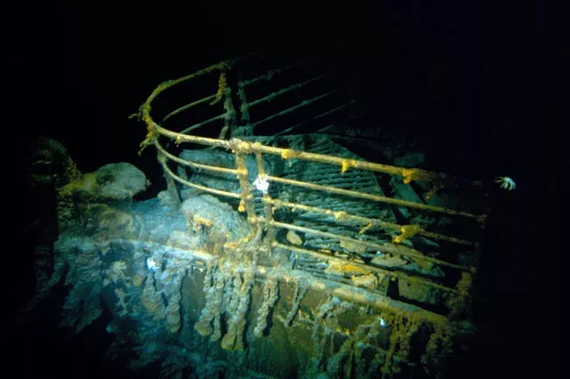 The bow of the Titanic 12,500ft below the surface of the ocean, 400 miles off the coast of Newfoundland, Canada, in 1986