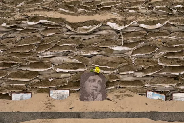 Sandbags in Kyiv