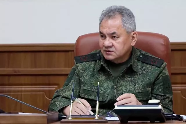 Russian defence minister Sergei Shoigu speaks during a meeting with military commanders in Russia