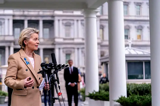 European Commission President Ursula von der Leyen outside the West Wing after meeting with President Joe Biden 