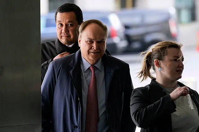 Anatoly Antonov, centre, Russian ambassador to the United States, arrives for a meeting with assistant secretary of state for Europe Karen Donfried at the US State Department in Washington on Tuesday