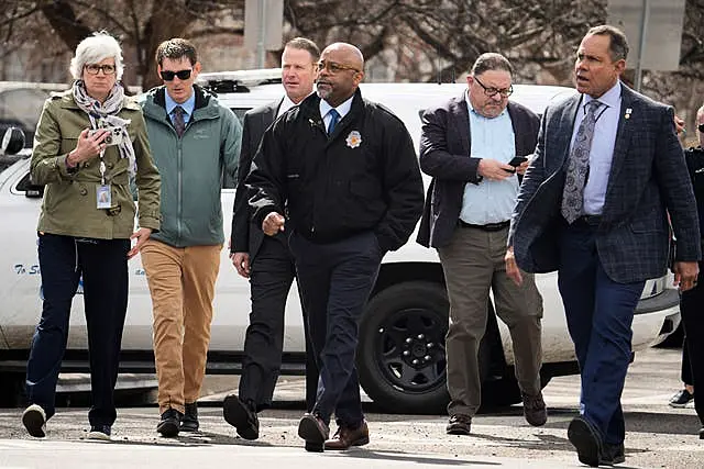 Denver mayor Michael Hancock prepares to talk to parents