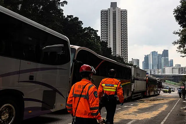 Ambulance workers at the scene of the crash