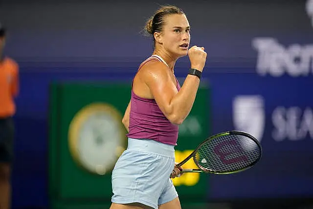 Aryna Sabalenka celebrates