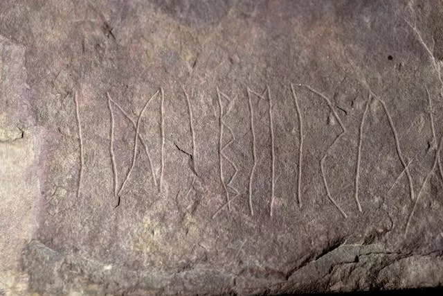 The runestone found at Tyrifjorden, Norway, is shown at the Museum of Cultural History in Oslo 