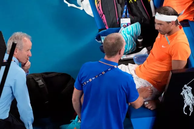 Rafael Nadal receives treatment