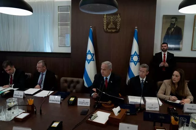 Israel’s prime minister Benjamin Netanyahu chairs the weekly Cabinet meeting in Jerusalem 