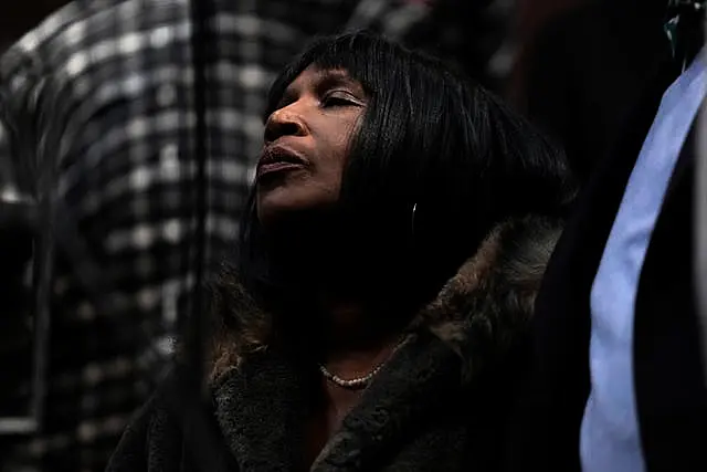 RowVaughn Wells, mother of Tyre Nichols, pauses as she listens during a news conference about the death of her son on Tuesday, Jan. 31, 2023, at Mason Temple in Memphis, Tenn