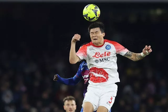Napoli’s Kim Min-jae, right, has been linked with a Premier League move