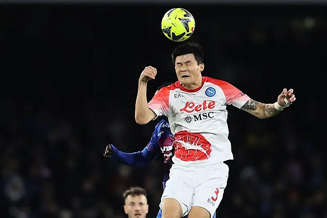 Napoli’s Kim Min-jae, right, has been linked with a Premier League move