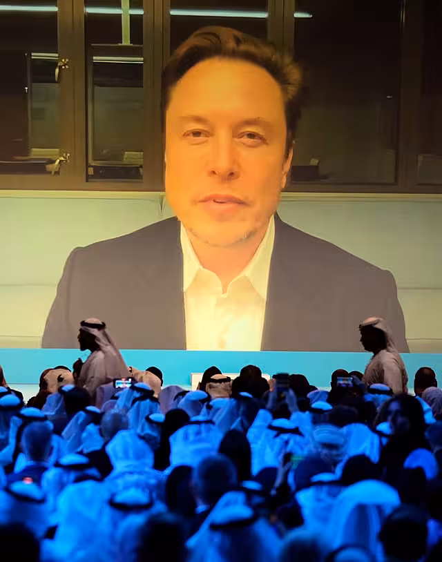 Elon Musk talks virtually during the World Government Summit in Dubai, United Arab Emirates