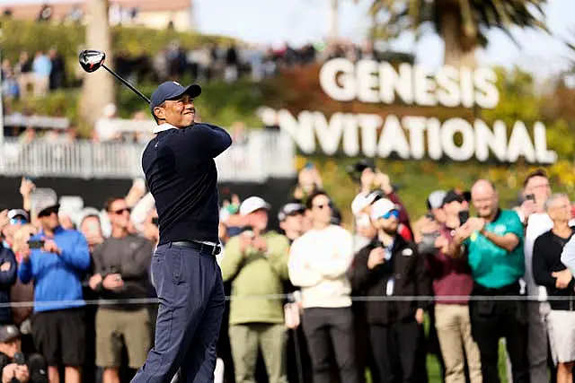 Tiger Woods in action at the Genesis Invitational
