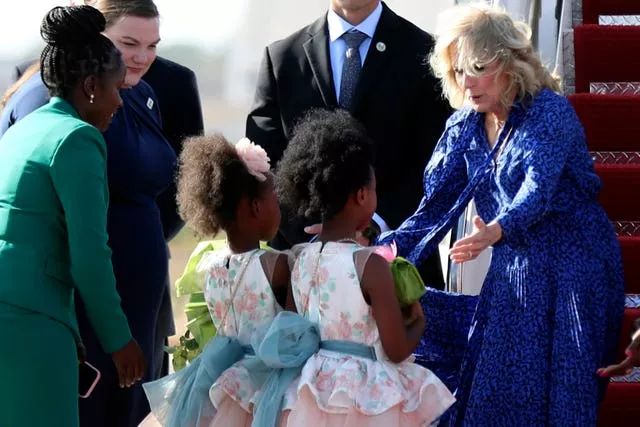 First lady of the United States Jill Biden arrives in Nairobi, Kenya, for a three-day visit to the country
