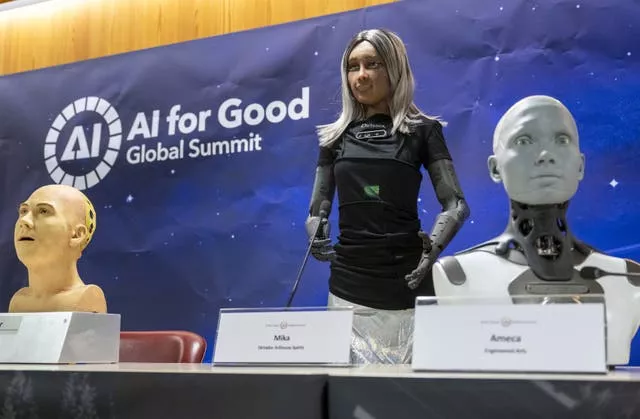 A panel of AI-enabled humanoid social robots