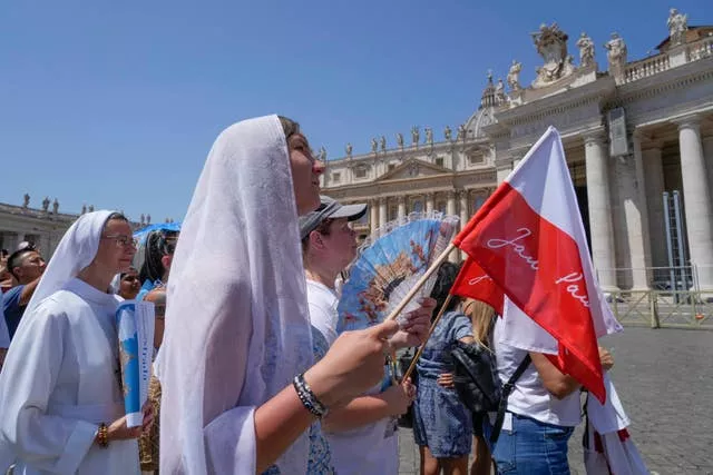 People gathered in St Peter’s Square to hear the pope 
