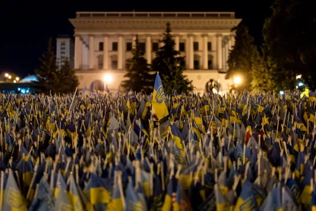 Ukrainian flags in Kyiv