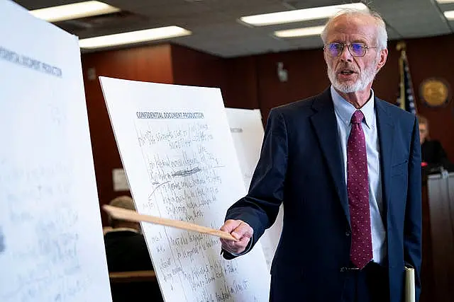 Lawyer Charles McKelvie delivers closing arguments at a jury trial over Aretha Franklin’s wills at Oakland County Probate Court in Pontiac, Michigan