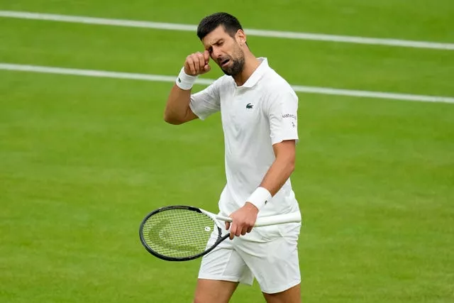 Novak Djokovic mimes crying after a spat with the crowd