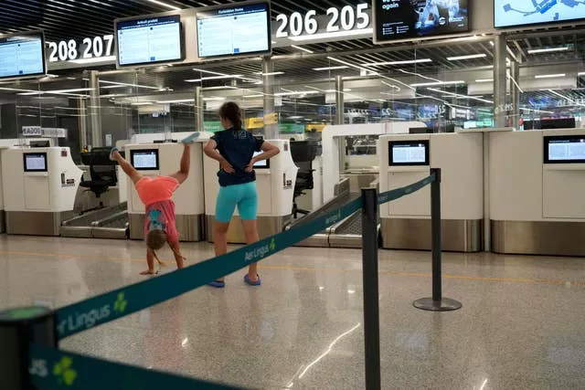 Empty check-in counters  at Rome’s Fiumicino International Airport