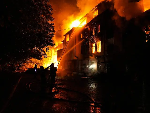 Emergency services work after a Russian attack in Mykolaiv, Ukraine