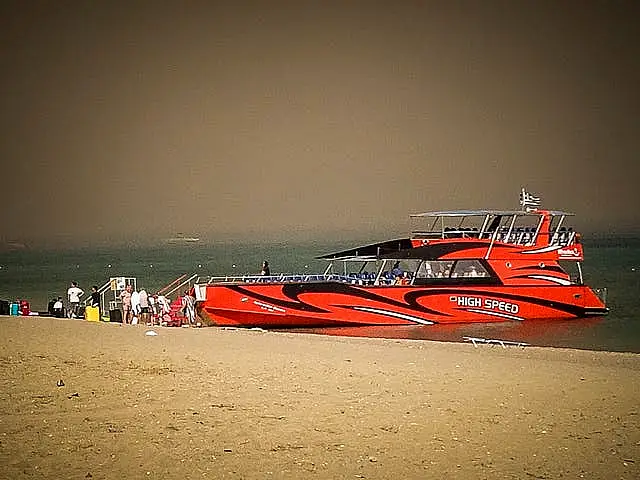 Tourists stand on a beach after being evacuated