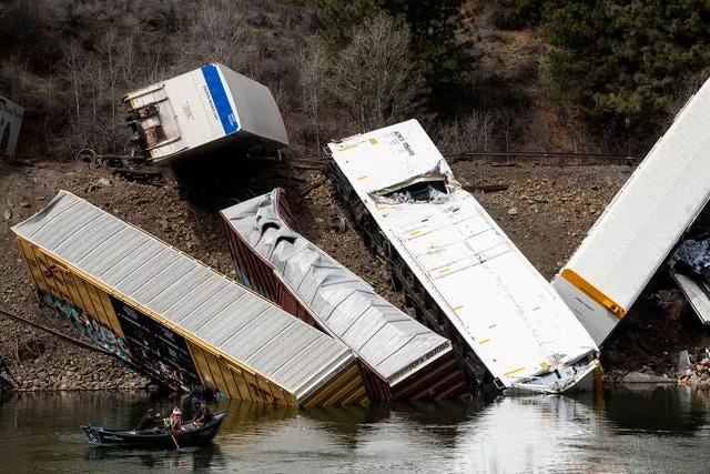 Train derailment in Montana