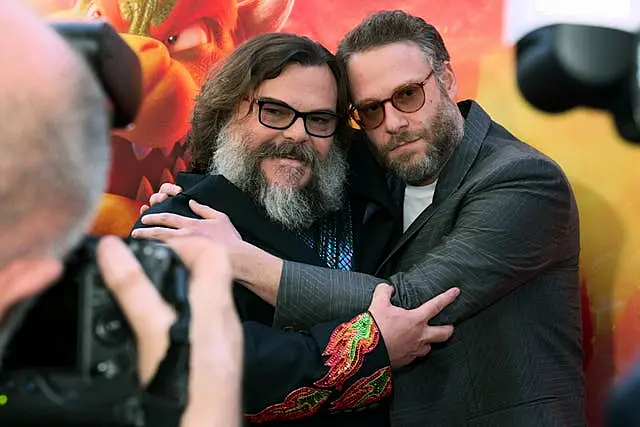 Jack Black and Seth Rogan arrive at the premiere of The Super Mario Bros Movie