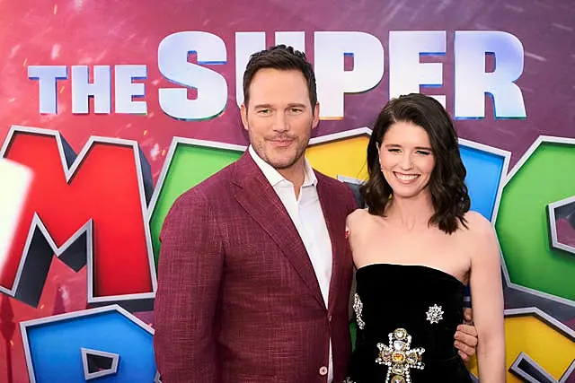 Chris Pratt and Katherine Schwarzenegger Pratt arrive at the premiere of The Super Mario Bros Movie