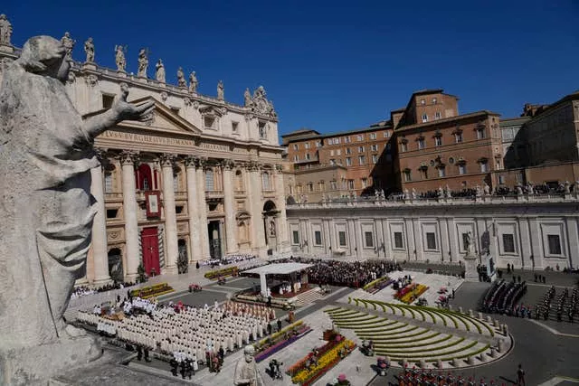 St Peter’s Square at the Vatican during the Easter Sunday Mass celebrated by Pope Francis