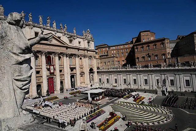 St Peter’s Square at the Vatican during the Easter Sunday Mass celebrated by Pope Francis