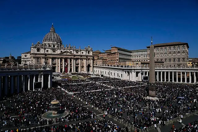 St Peter’s Square at the Vatican during the Easter Sunday Mass celebrated by Pope Francis