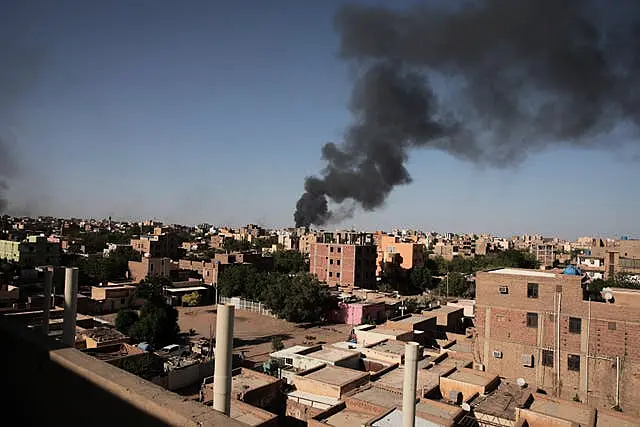 Smoke is seen in Khartoum, Sudan 