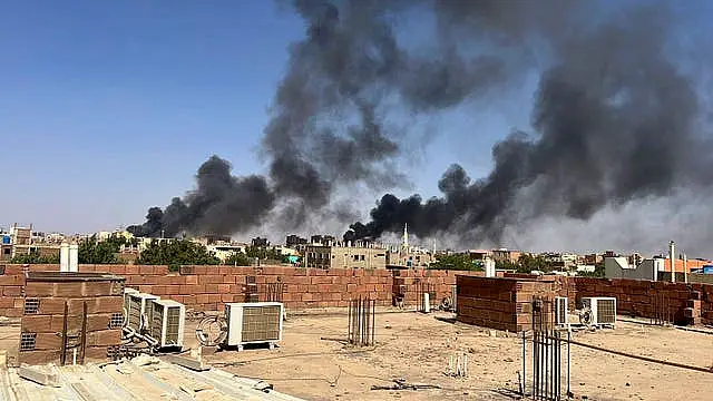 Smoke fills the sky in Khartoum