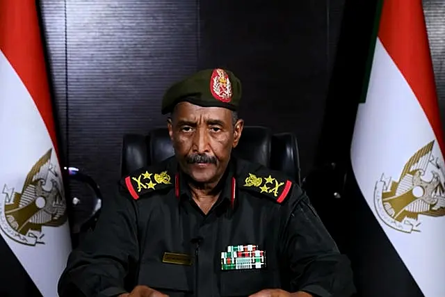 General Abdel-Fattah Burhan, commander of the Sudanese armed forces, speaks at an undisclosed location