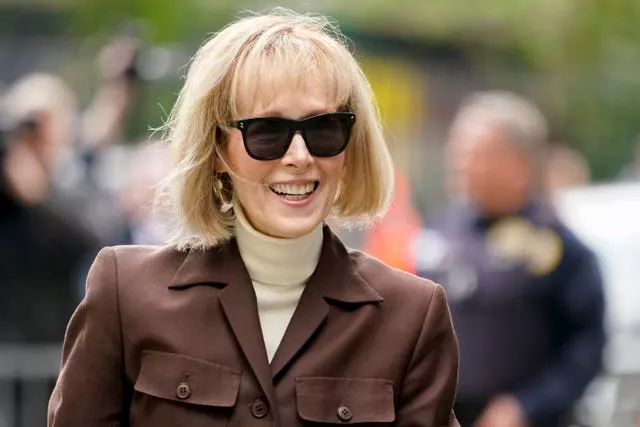 E. Jean Carroll arriving at Manhattan federal court in May