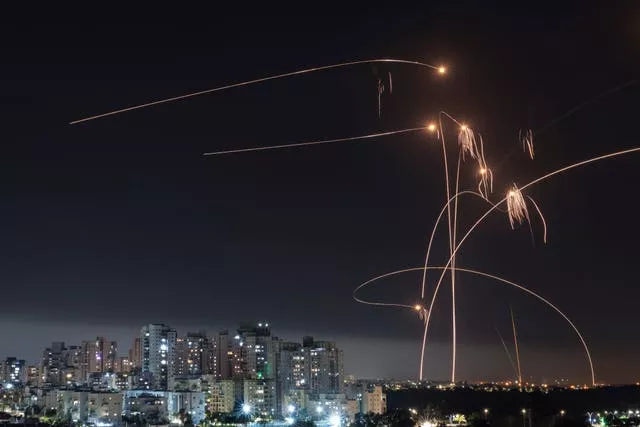 Israel’s Iron Dome missile defence system fires interceptors at rockets launched from the Gaza Strip
