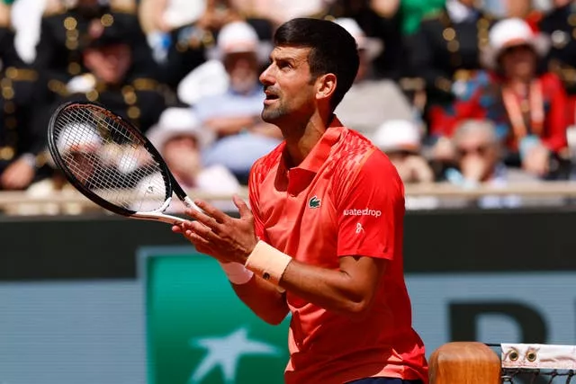 Novak Djokovic argues with the chair umpire