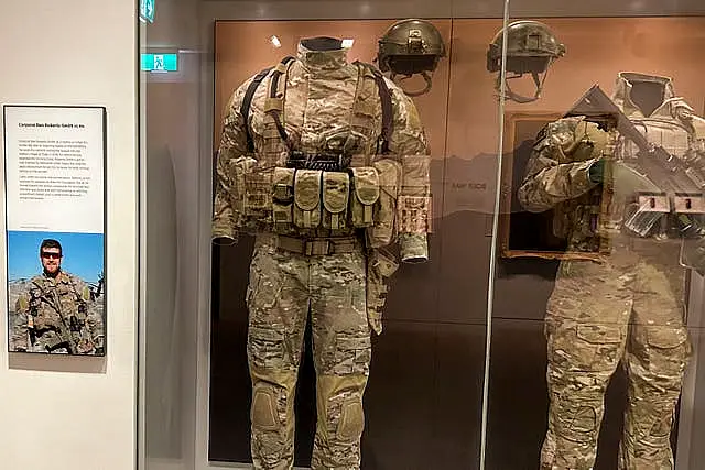 The uniform worn by Ben Roberts-Smith on display at the Australian War Memorial in Canberra Australia