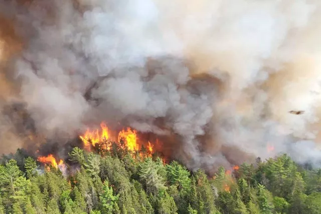 The Sudbury 17 wildfire east of Mississagi Provincial Park near Elliot Lake, Ontario, on Sunday