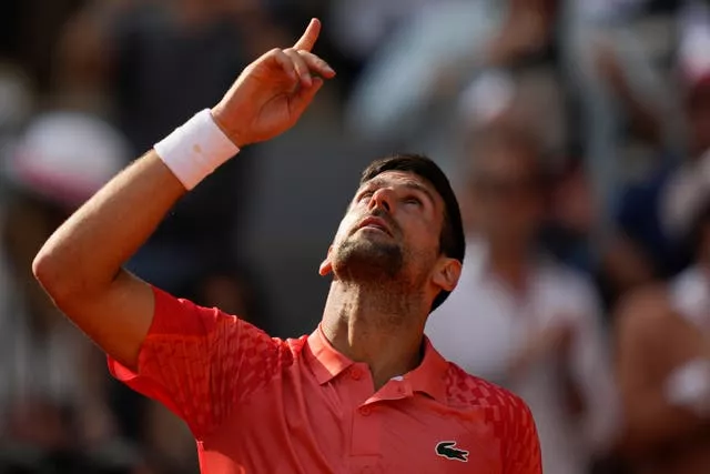 Novak Djokovic celebrates his semi-final win