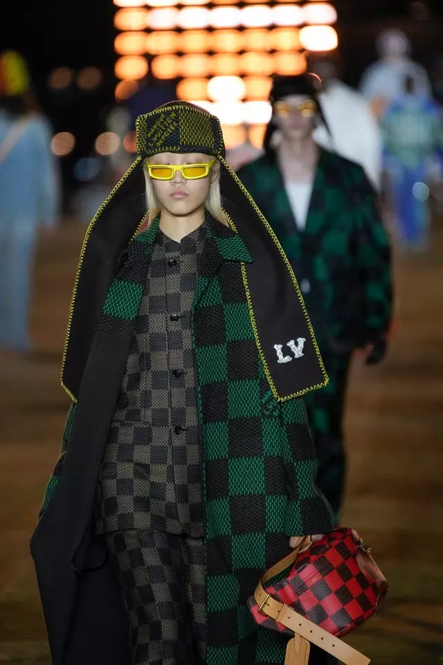 A model on the runway at Louis Vuitton
