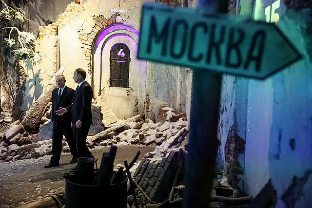 Russian President Vladimir Putin visiting the Victory Museum in Moscow