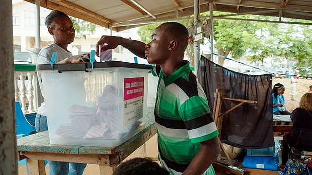 A man casts his vote