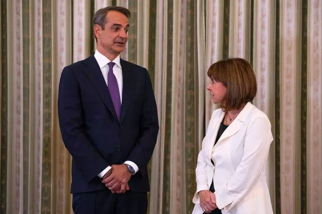 Kyriakos Mitsotakis with Greek President Katerina Sakellaropoulou