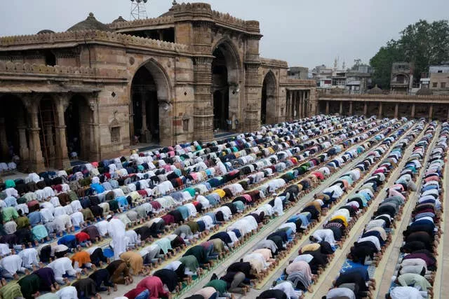 Muslims offer Eid al-Adha prayers at Jami masjid in Ahmedabad, India