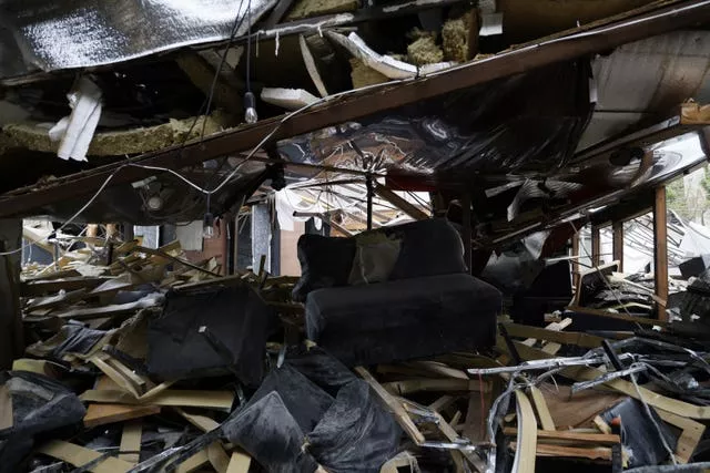 The RIA Pizzeria restaurant after an attack by a Russian rocket in Kramatorsk, Donetsk region, Ukraine