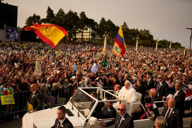 Pope Francis arrives at Our Lady of Fatima shrine in Fatima, central Portugal